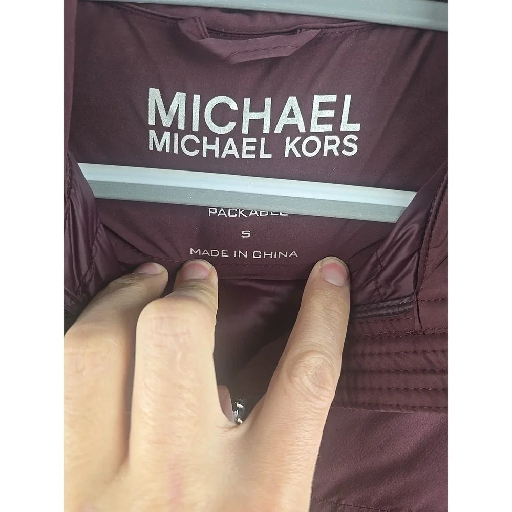 MICHAEL KORS Hooded Packable Puffer Jacket Womens Size S Purple Designer - Picture 6 of 11